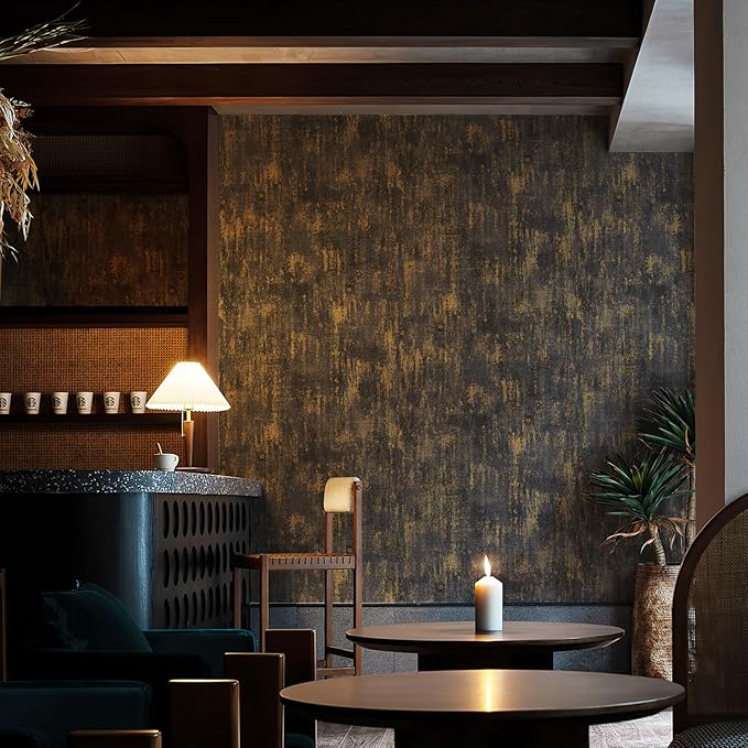 JiffDiff Vintage Metallic Peel and Stick Wallpaper Self Adhesive Industrial