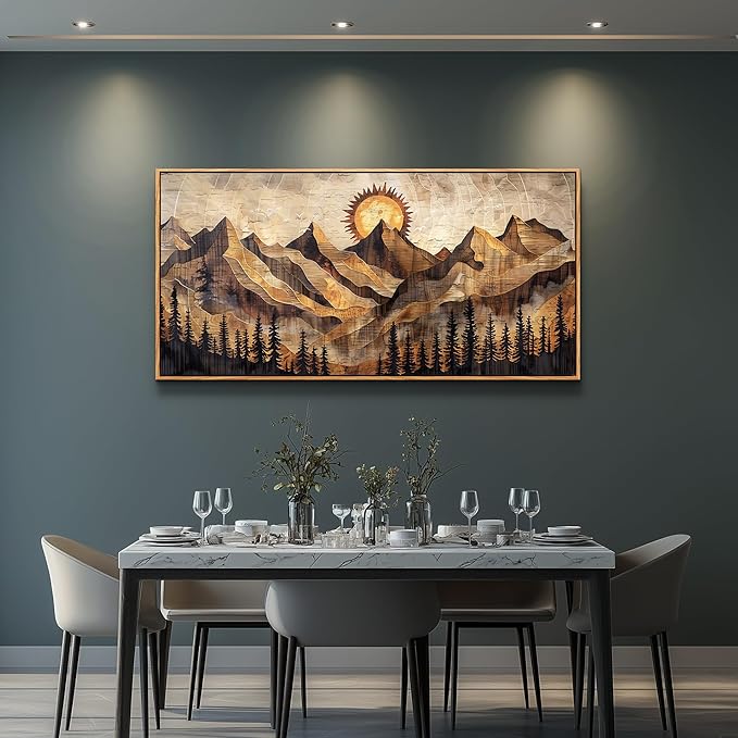 QIYILEXWART Canvas Wall Art For Living Room Wall Decor For Bedroom Office Wall Decoration Mountain Sun Landscape Painting Farmhouse Pictures Artwork Room Aesthetic Home Decor 20x40 In