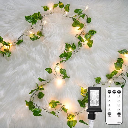 suddus Vine with Fairy Light Plug in, 33ft 100 LED Pothos String Lights
