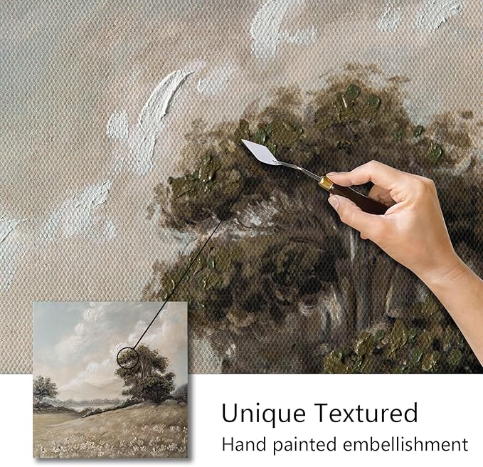 JolyWell Hand-Painted Vintage Canvas Wall Art, Landscape Wall Painting Prints