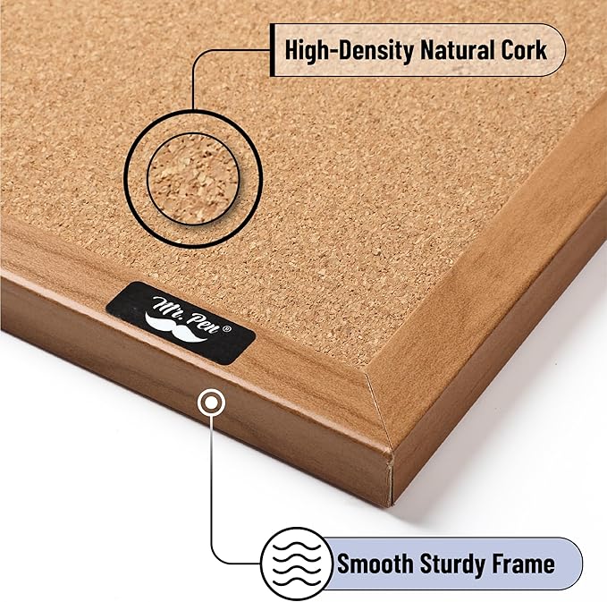 Mr. Pen- Cork Board, Wood Frame, Cork Bulletin Board, Push Pin Board, Cork