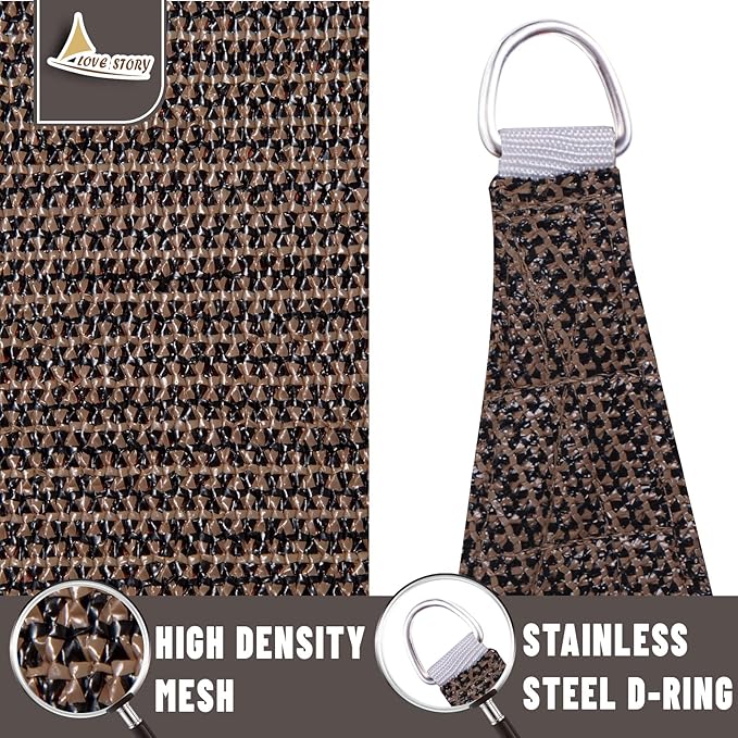 LOVE STORY Custom Size 10'x18'x20.6' Brown Sun Shade Sail Right Triangle Sunshade Fabric Awning Canopy for Patio Backyard Carport Pergola (Customized)