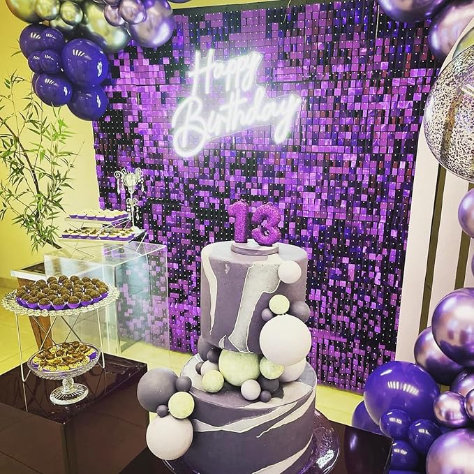 COKAOBE Purple Shimmer Wall Backdrop, Photo Backdrops