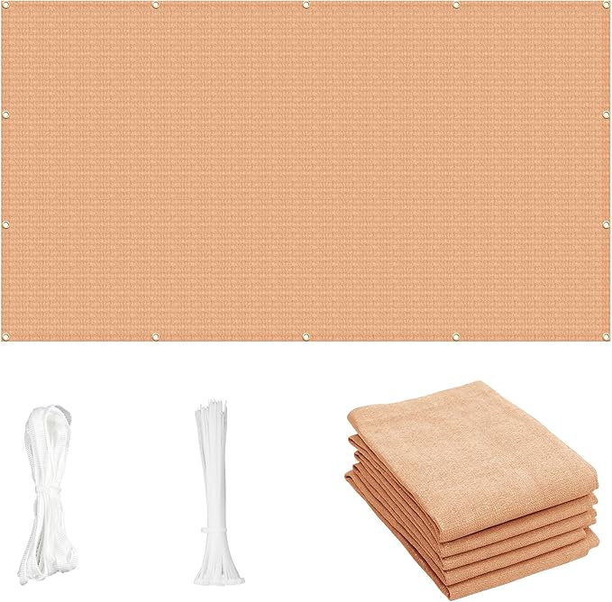 Cool Area Sun Shade Cloth with Grommets 14Ã16 FT Shade Panel Shade Tarp Screen Fabic for Outdoor Patio Pergola Cover Deck Garden, Peach Fuzz (Customized)