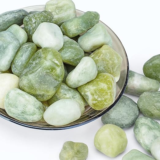 Pulovin 15 lbs Jade Pebbles for Indoor Plants, 1-2 Inch Polished River Rocks, Decorative Garden Rocks Outdoor Landscaping, Large Natural Stone for Walkways, Yard, Vases, Crafts