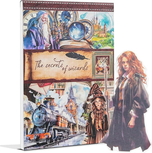 Snycler Sticker Book - 20 Sheets Vintage PET Stickers for Scrapbooking, Junk Journaling, Ephemera, and Decorative Crafts-The Secrets of Wizards