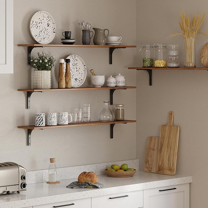 DINZI LVJ Long Wall Shelves, 55.1Inch Wall Mounted Shelves Set of 2, Extra