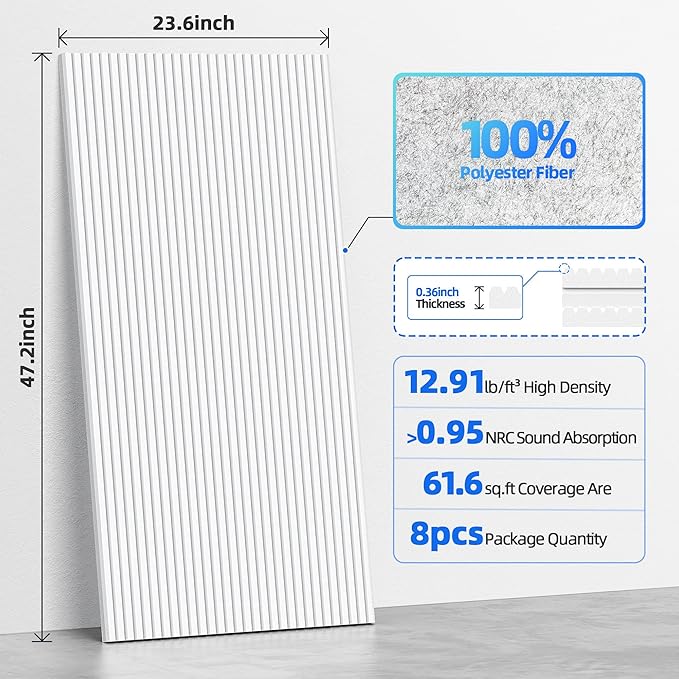 8 Pack Large Acoustic Panels Sound Absorbing