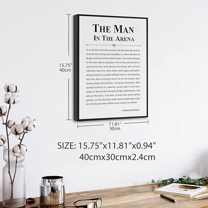 Howwii Inspirational Wall Art Office Decor The Man in the Arena Motivational