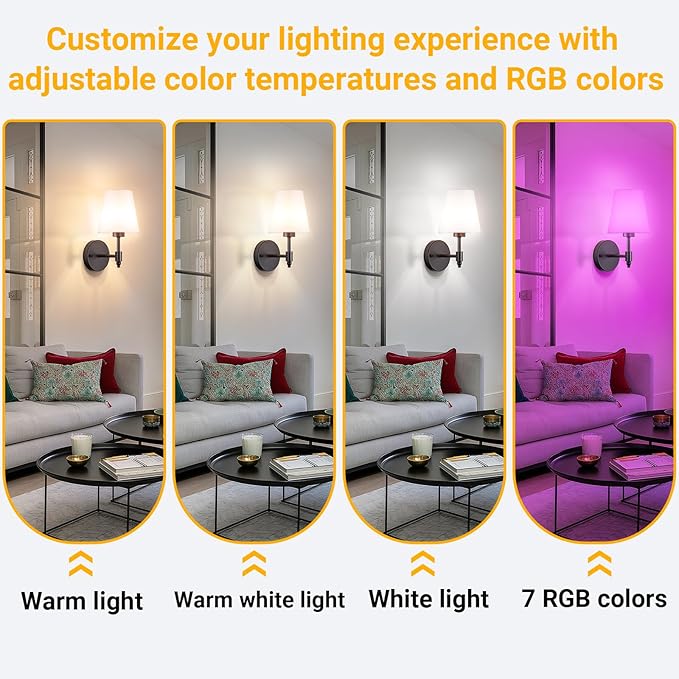 Vimhou Peel and Stick Wall Sconces, Stick On Wall Sconce Set of 2, Battery