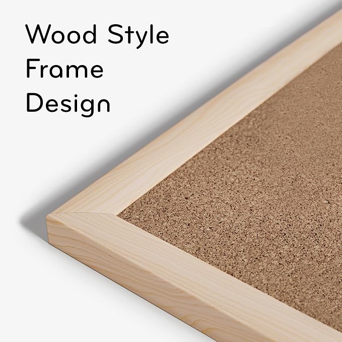U Brands Cork Bulletin Board, Light Birch Wood Frame