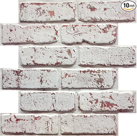 3D Whitewash Brick Wall Panel Peel and Stick