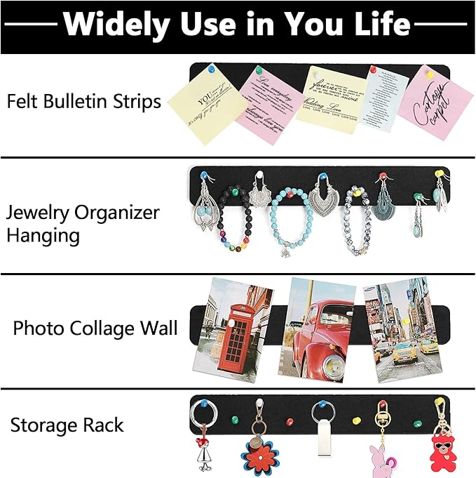 5 Pack Felt Pin Board Bar Strips Bulletin Board