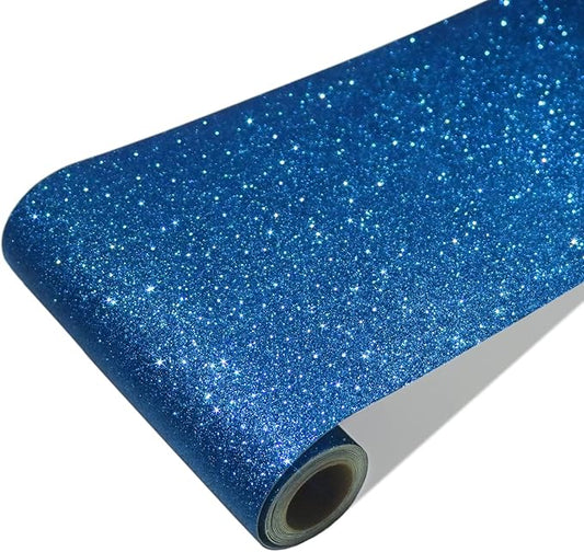CRE8TIVE Blue Glitter Wallpaper Border Peel and Stick Wall Border Decorative