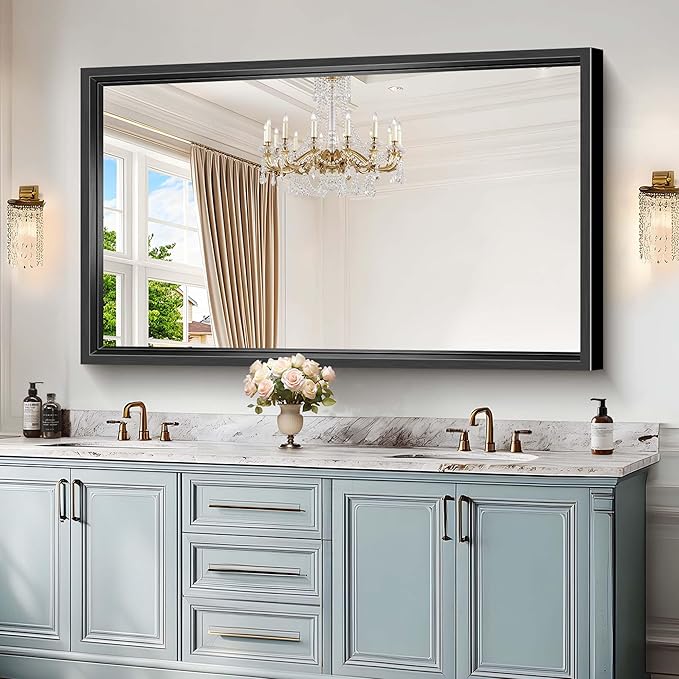 Large Bathroom Mirror, 60 x 36 Inch Rectangular Wall Mirror 0.6" Thickened Deep
