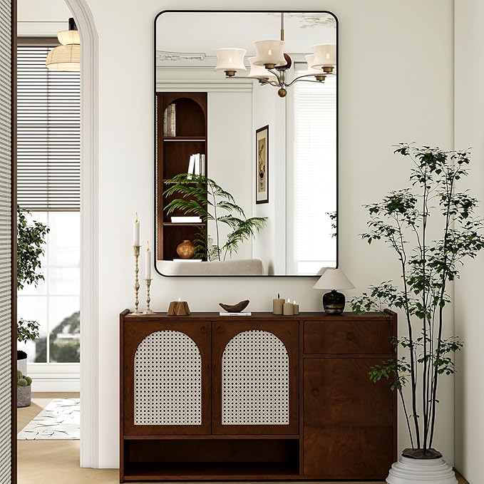 Easly 30 x 48 Inch Bathroom Mirror, Rounded Rectangular Vanity Mirror