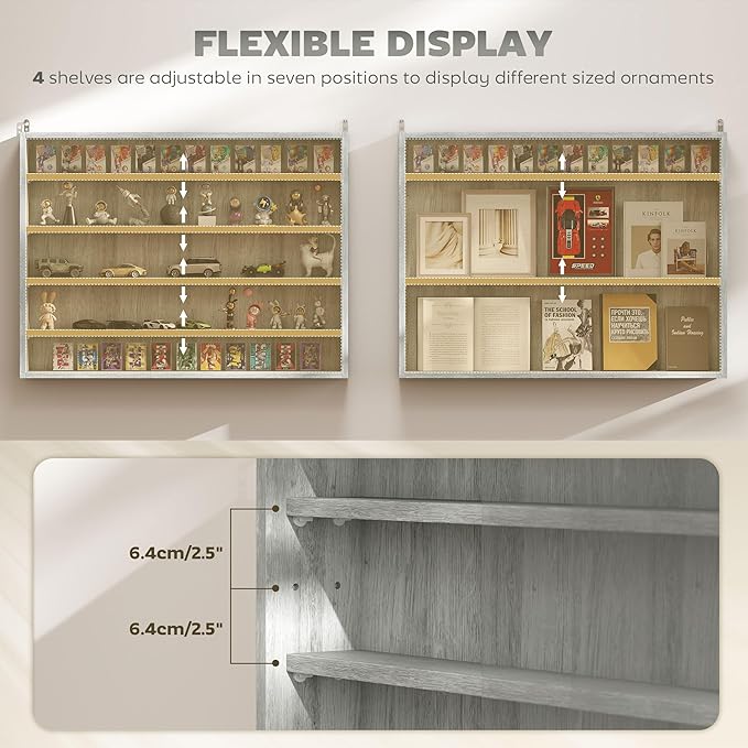 HOMCOM 5-Tier Display Cabinet, Glass Door Cabinet