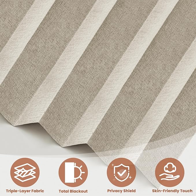 AJAZZ Blackout Accordion Door Curtain 98"x78" Cream White