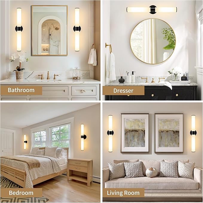 Morauroral Black Battery Operated Wall Sconces Set of 2, Rechargeable Wall