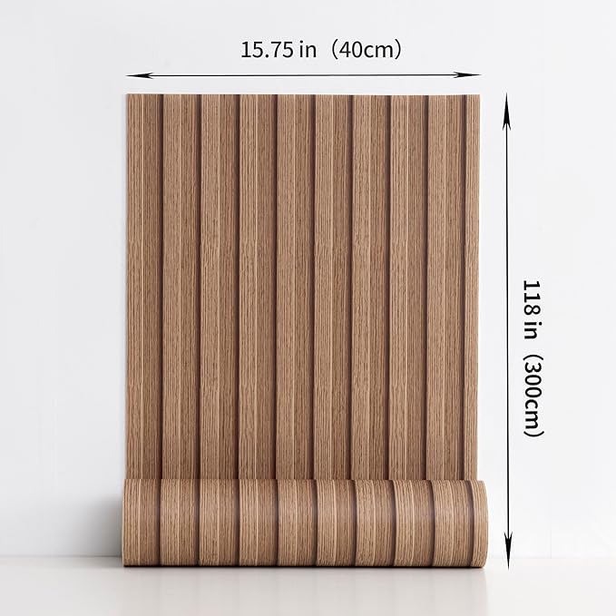 Haimin Wood Grain Slat Wall Panels Peel and Stick Faux Wood Thick Wallpaper