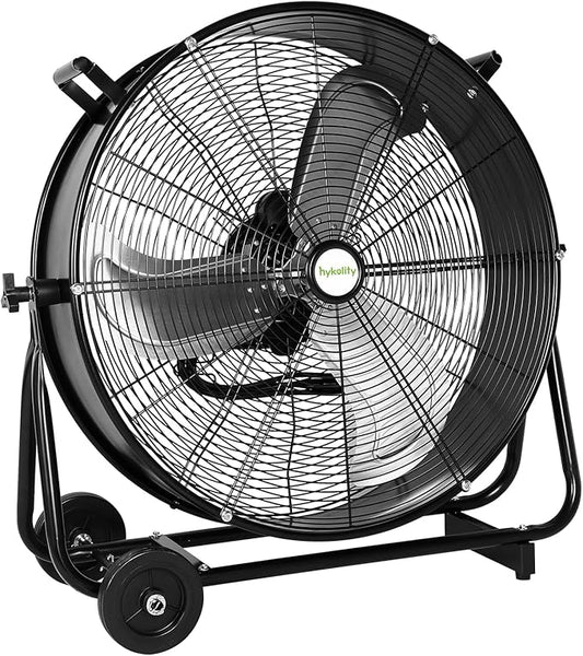 24" High Velocity Industrial Drum Fan, 8100 CFM 3-Speed Heavy Duty Metal Shop Fan for Workshops, Warehouse, Garage and Factory, UL Listed
