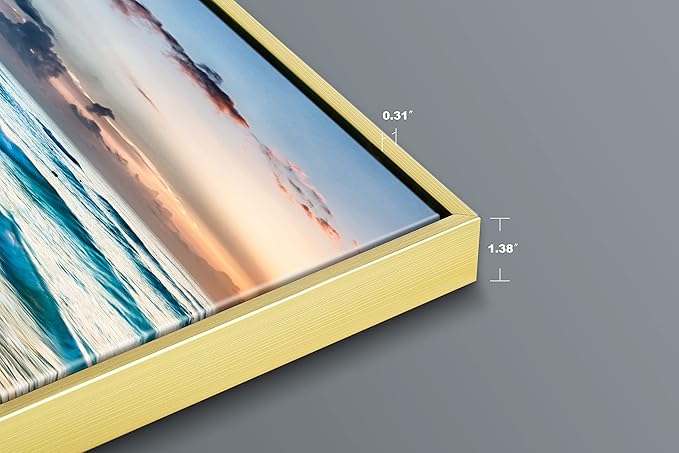 Wieco Art Framed Canvas Wall Art 3 Panel Blue Beach