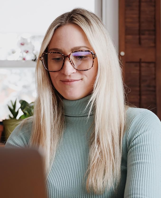VISOONE 2 Pack Oversized Blue Light Blocking Glasses with Chic Square TR90 Frame and Metal Temple for Women Men REMY