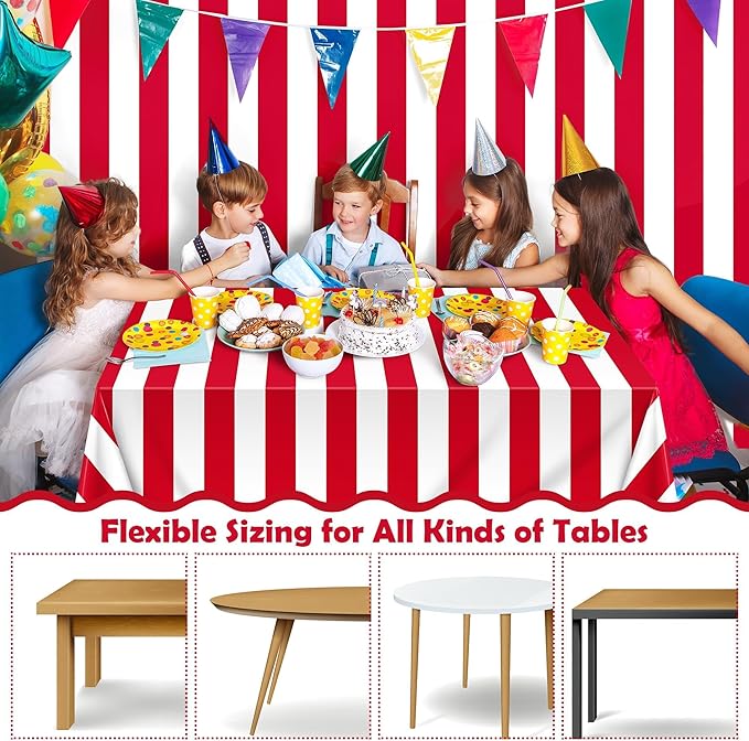 Kochorie 100 Ft x 54 Inch Red & White Striped Tablecloth Roll
