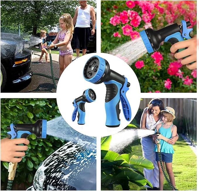 100 ft Expandable Garden Hose - Kink Free Flexible Water Hose 100ft with 10 Pattern Spray Nozzle, 3/4 Solid Brass Connectors, Retractable Latex Core - Lightweight Expanding Hose