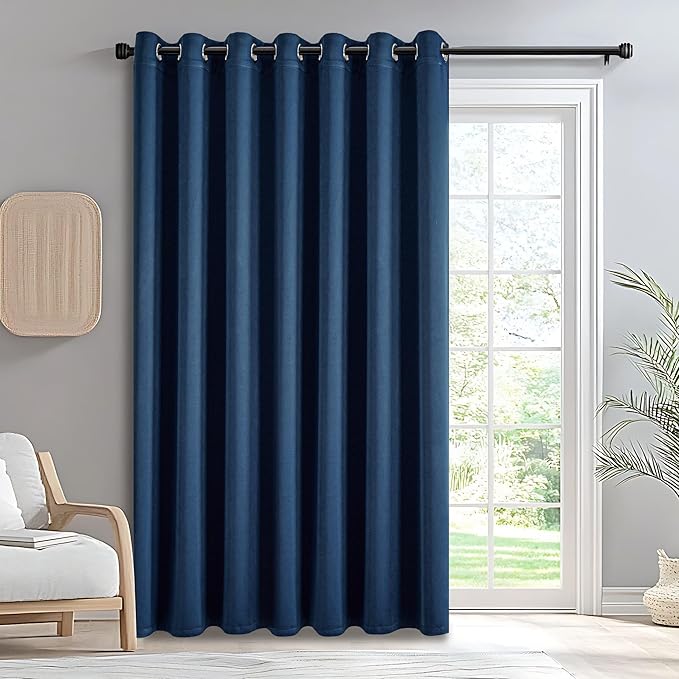 IGEMAEVE Blackout Sliding Door Curtains 96 Inch Length, Extra Wide Room Divider