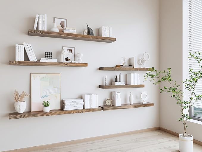 48 Inch Floating Shelves, 8-Inch Deep High-End Solid Wood Floating Shelves