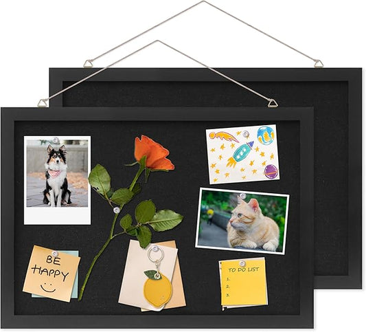 DAHAPYBOO Cork Board with Linen Black 2Pack, Bulletin Board 17"x12", Corkboards