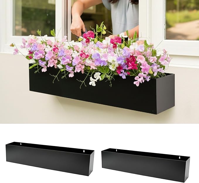 LaLaGreen Outdoor Wall Planters Carbon Steel Black Metal Hanging Flower Pots