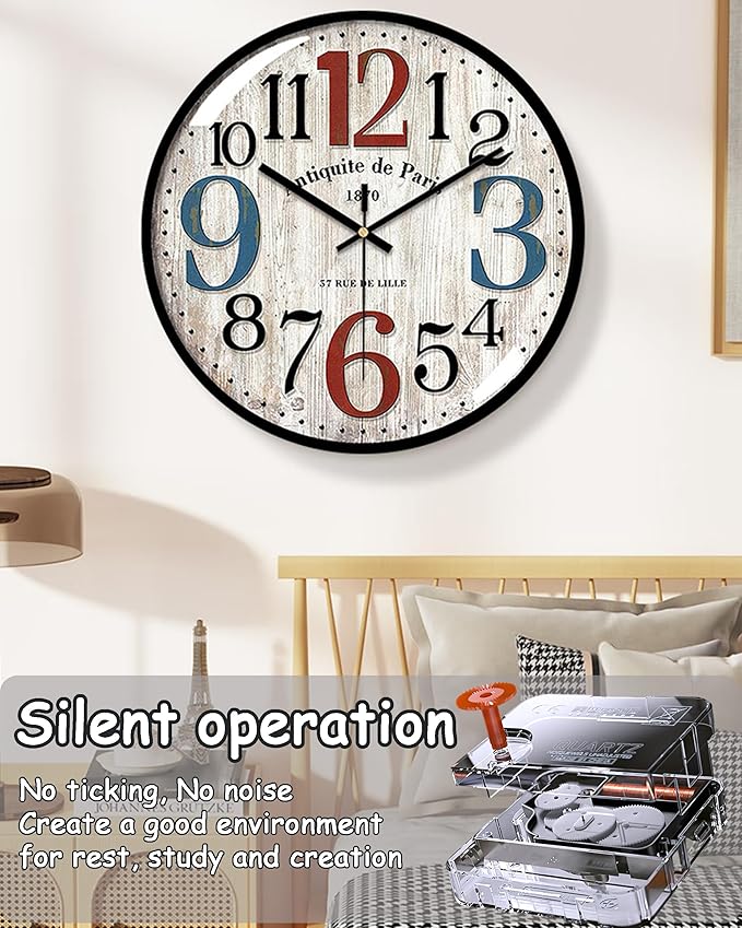 Decorative Wall Clocks Batterys Operated, Retro Wall Clock