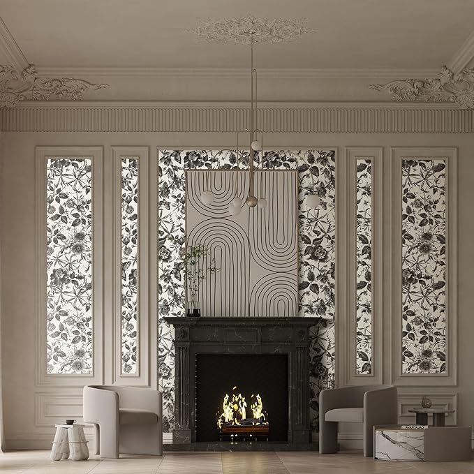 JiffDiff Vintage Peel and Stick Wall Stick，Champagne Wallpaper Rose Removable