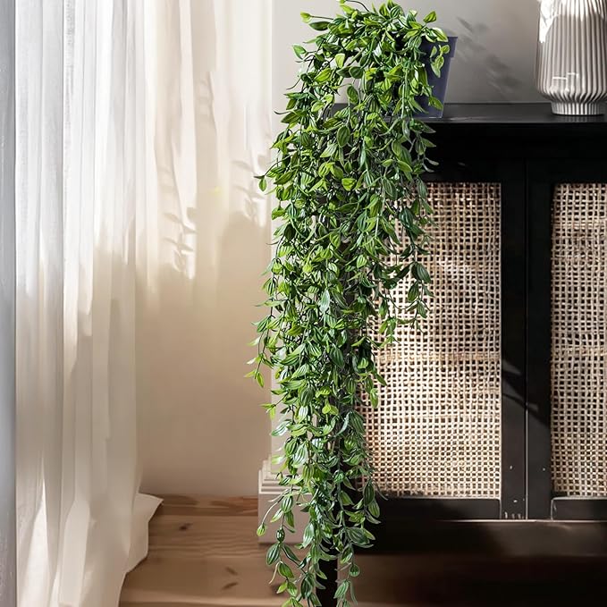Artificial Hanging Plant 2 Pcs Faux Plant Ivy Vine Faux Eucalyptus Vines Fake
