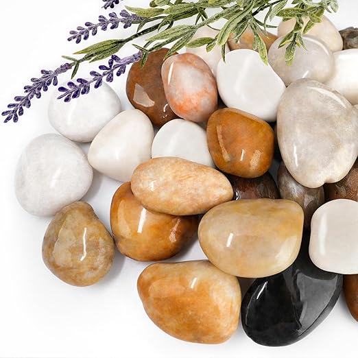 9lb Mix River Rocks for Plants, 1-3 Inch Pebbles for Indoor Plants, Polished Garden Rocks Outdoor Landscaping, Decorative Stones for Vases, Succulents, Aquarium, Walkways