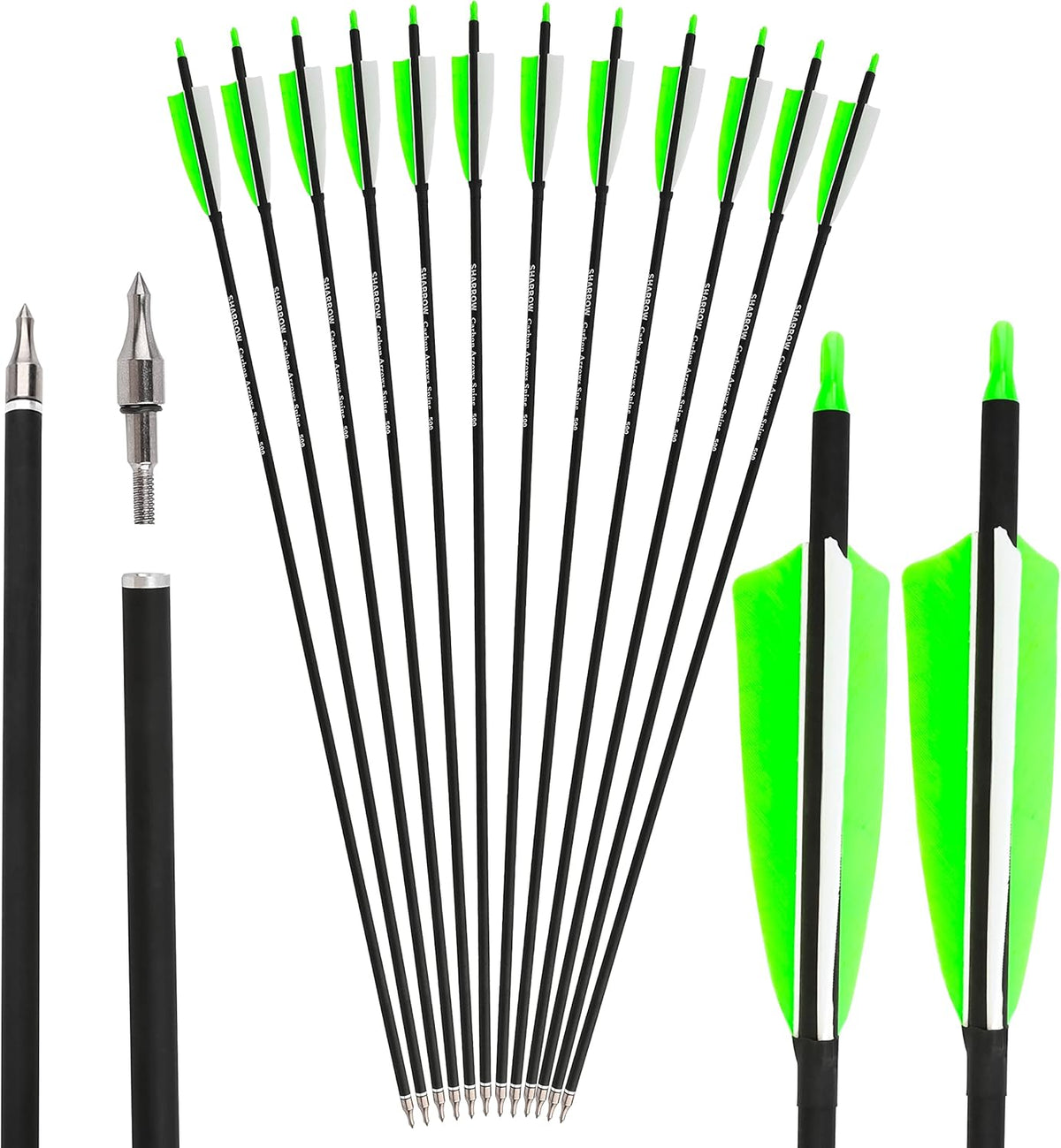 ZSHJGJR Carbon Archery Arrows - 30 Inch with 4Ã¢ÂÂ Turkey Feathers for Compound & Recurve Bows | 6/12 Pack