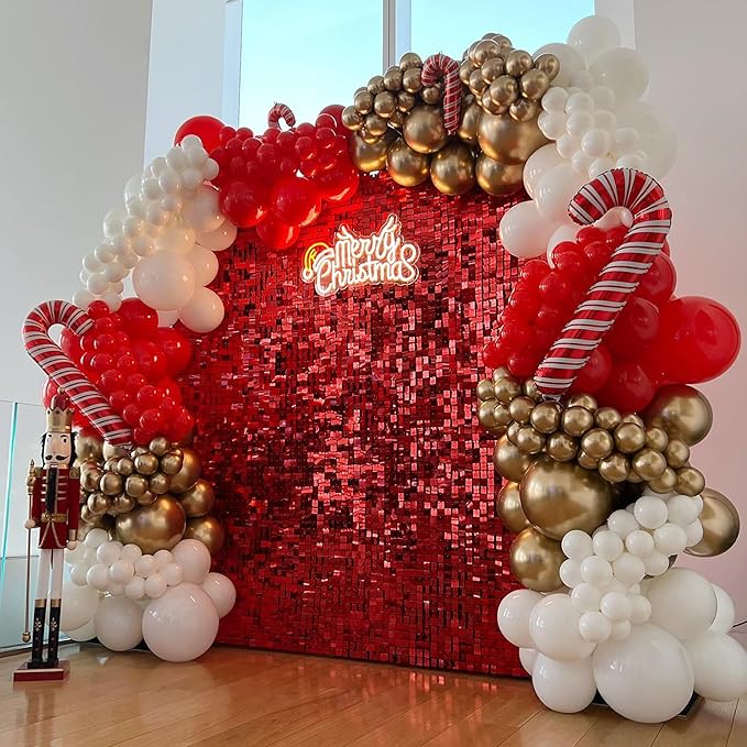 COKAOBE Red Shimmer Wall Backdrop, Photo Backdrops