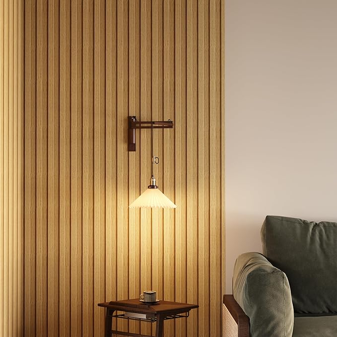 Peel and Stick PVC Slat Wall Panels, Wood Grain Self-Adhesive Soundproof