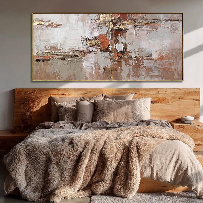 Brown and Gold Canvas Wall Art Colorful Abstract Minimalist Framed Prints