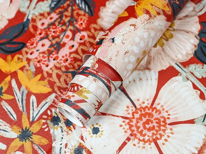 HAOKHOME Boho Peel and Stick Wallpaper Floral Wall Paper Removable