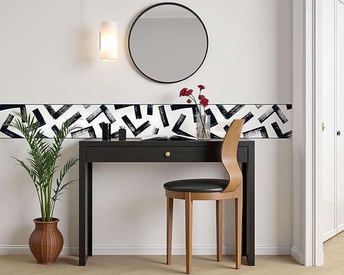 FLFK Black and White Design Wallpaper Border