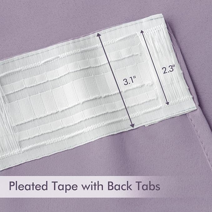 MIULEE Lilac Back Tab Blackout Curtains 90 Inches Long 2 Panels Set