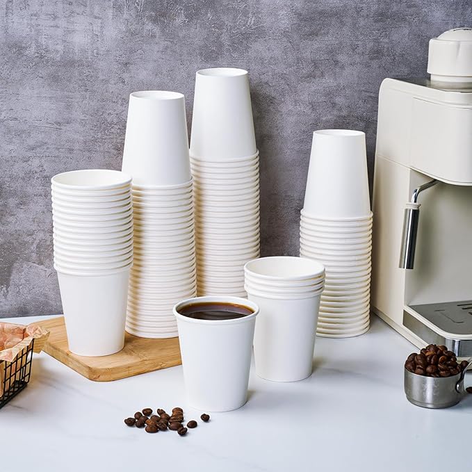 TV TOPVALUE 210 Count 12 oz Coffee Cups, White Paper Cups 12 oz for Water Juice or Tea, Perfect for Office Home Party