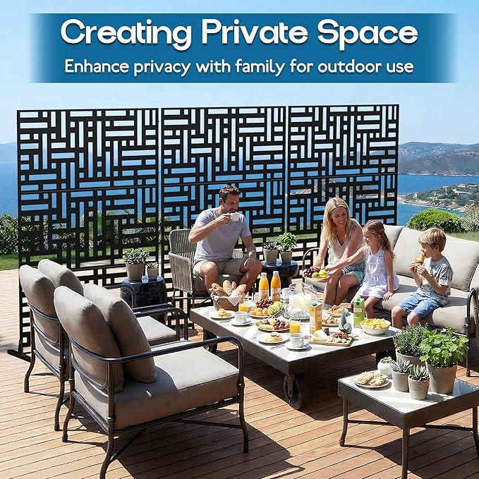 MTART Metal Privacy Screen 72" H x 47.2" Decorative Outdoor Privacy Screen