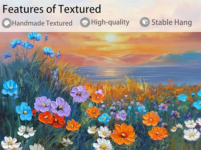 Ardemy Landscape Wall Art for Living Room Sunset Flower Large 40"x20", Canvas