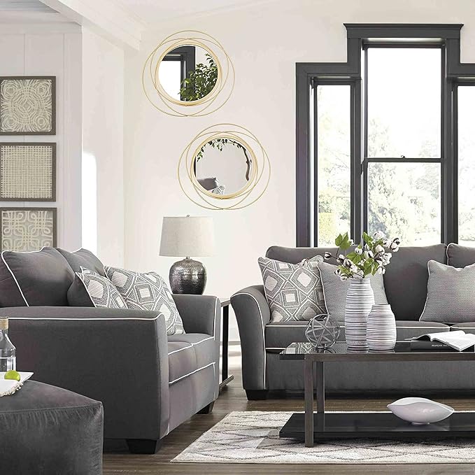 2 Set. Circle Mirrors for Wall Decor for Living Room Bedroom Bathroom Entryway