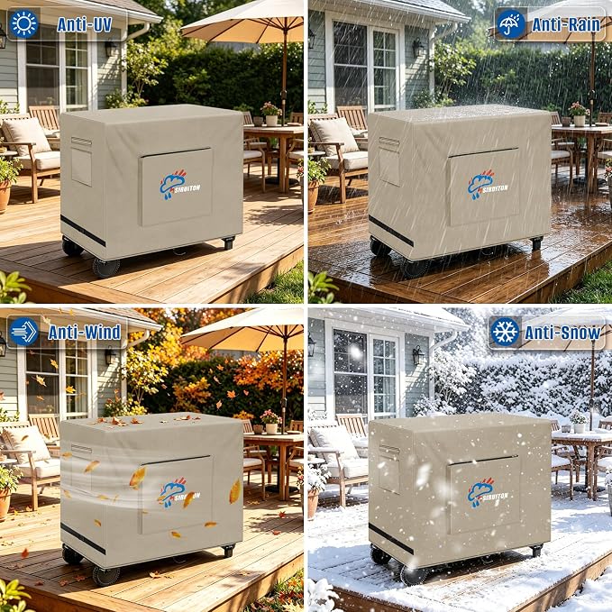 SIRUITON Outdoor Bar Cart Cover for 34 Inch Portable Outdoor Table, Heavy Duty 600D Oxford Fabric Outdoor Waterproof BBQ/Worktable Metal Movable Table Cover