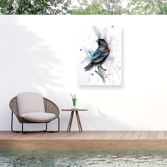 Outdoor Canvas Art - Dave Bartholet 'Stylized Raven' Wall Art for Outdoor Spaces, Patios, or Gardens by Trademark Fine Art